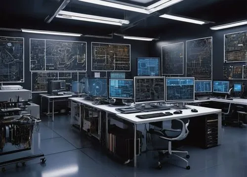 computer room,control desk,experimenter,control center,the server room,oscorp,modern office,supercomputers,computerworld,cyberonics,supercomputer,workstations,computer workstation,wargames,supercomputing,laboratories,optronics,trading floor,computerized,cyberdyne,Photography,Black and white photography,Black and White Photography 14