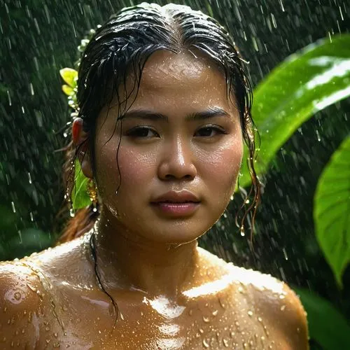 0907 A beautiful thai plump young woman. she is very sweating. she is soaked. hair is very soaked. it is raining with big raindrops,vietnamese woman,veysian,wet,laotian,filipino,cambodiana,wet girl,so