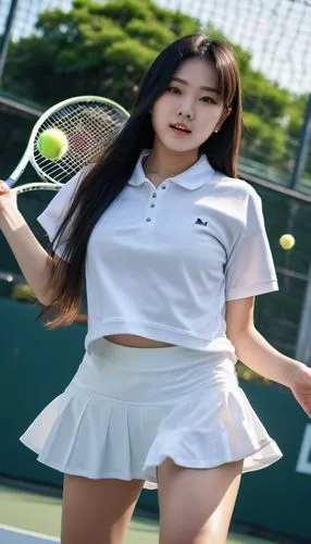 tennis skirt,tennis,tennis player,soft tennis,skort,woman playing tennis,tennis lesson,tennis racket,tennis coach,tennis court,white skirt,tennis racket accessory,sports girl,sexy athlete,racquet,solar,oliang,korean,tennis equipment,songpyeon,Photography,General,Realistic