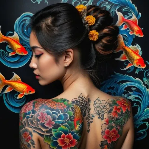 body painting,bodypainting,body art,lotus tattoo,japanese art,oriental girl,Photography,General,Fantasy