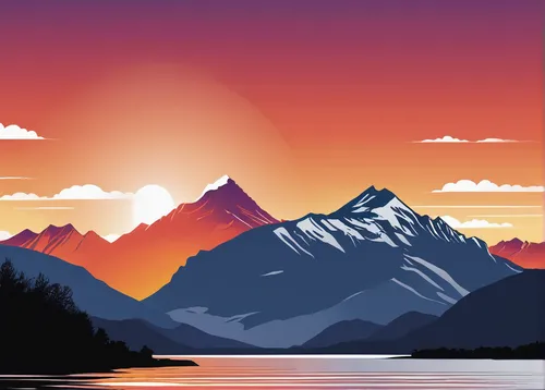 mountain sunrise,alpine sunset,mountains,alaska,vermilion lakes,background vector,mountain range,landscape background,fjords,mount robson,cascade mountain,sognefjord,lake minnewanka,mountain,snowy peaks,mountain landscape,yukon territory,british columbia,banff,moutains,Illustration,Black and White,Black and White 04