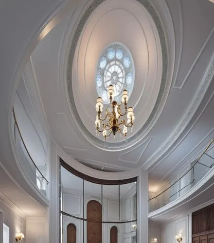 classic dome celling ,an intricate room with high ceilings and chandelier,foyer,entrance hall,cochere,rotunda,vaulted ceiling,ceiling,Photography,General,Realistic