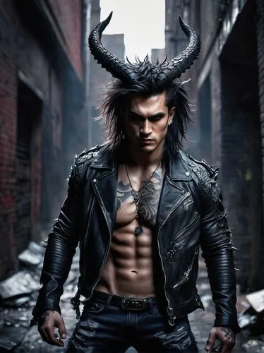 wolverine,daemon,werewolf,lucifer,dean razorback,black crow,devil,minotaur,nine-tailed,cosplay image,werewolves,wolfman,katakuri,black dragon,male character,god of thunder,angry man,dark angel,dragon li,punk design,Illustration,Realistic Fantasy,Realistic Fantasy 05