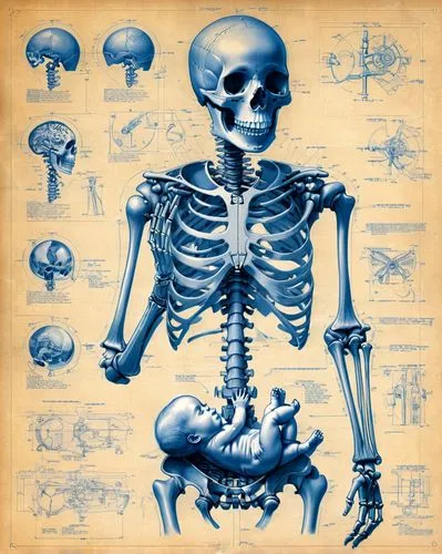 vintage skeleton,skeletal,human skeleton,osteoporotic,osteopath,anatomical,Unique,Design,Blueprint