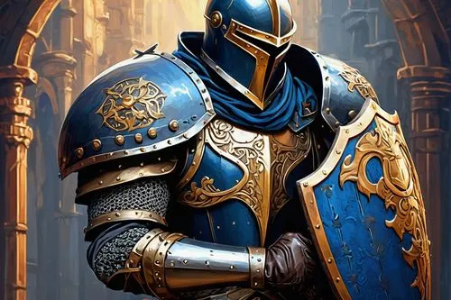 garrison,knight armor,warden,paladin,tarkus,cataphract,talhelm,arthurian,shajarian,knight,knightly,aegon,caeruleus,paladar,armored,crusader,lankhmar,elendil,castleguard,bluhdorn,Conceptual Art,Oil color,Oil Color 24