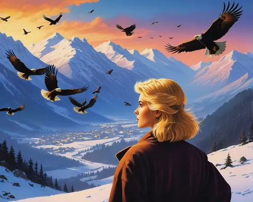 dawnstar,ladyhawke,winterfell,glorfindel,the spirit of the mountains,eagle illustration,eilonwy,elsa,bird kingdom,kristoff,hildebrandt,gondolin,valka,valar,eyrie,birds of prey,fantasy picture,flock of birds,seregil,the birds,Conceptual Art,Fantasy,Fantasy 04