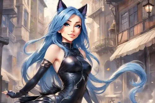 illyria,kat,karou,bastet,black cat,miqati,Digital Art,Watercolor