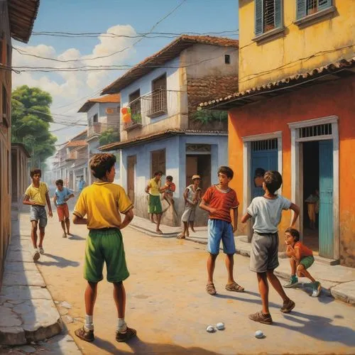 santiago di cuba,street scene,havana,street football,cuba havana,cuba,antigua,old havana,children playing,brasil,nicaraguan cordoba,colombia,havana cuba,village scene,khokhloma painting,honduras lempira,copa,venezuela,futebol de salão,village life,Art,Classical Oil Painting,Classical Oil Painting 34