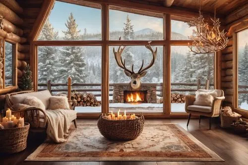 warm and cozy,coziness,the cabin in the mountains,winter house,winter window,fire place,scandinavian style,christmas fireplace,rustic aesthetic,coziest,cozier,alpine style,chalet,log cabin,snow house,snowed in,winter wonderland,beautiful home,buffalo plaid antlers,cabin,Illustration,Black and White,Black and White 07