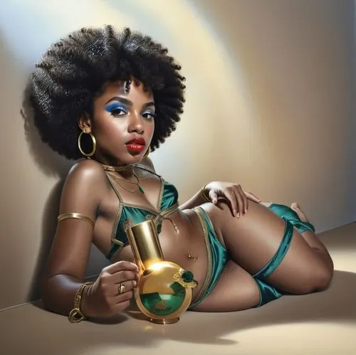 a black girl, afro girl, photorealistic art, a black girl, girl lying down, calm girl, photorealistic art.,a beautiful woman in a bikini laying down next to a metal object,neith,nubian,afro american g