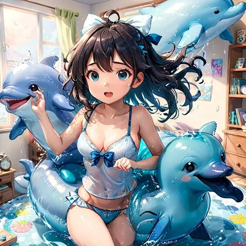 ohana,girl with a dolphin,oceanica,kotobukiya,dolphin rider,puka,Anime,Anime,Traditional