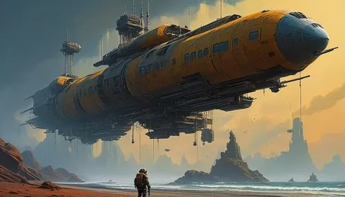 airships,airship,freighter,sci fiction illustration,dreadnaught,dropship,submersibles,homeworld,a cargo ship,megaships,dreadnought,container freighter,skyship,homeworlds,futuristic landscape,freighters,blockship,bathysphere,air ship,space ships,Illustration,Realistic Fantasy,Realistic Fantasy 28