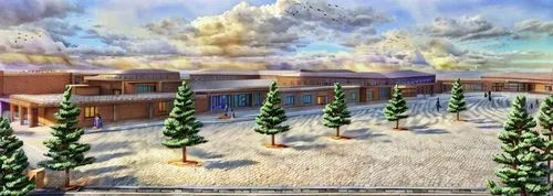 school design,ski resort,ski facility,freight depot,mining facility,barracks,3d rendering,wild west hotel,new building,shopping center,aurora village,building valley,industrial building,salt meadow landscape,new town hall,elementary school,new housing development,shopping mall,east middle,martyr village