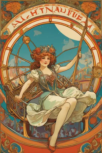 art nouveau,scythe,mucha,art nouveau design,wind vane,sagittarius,maritime,lightship,absinthe,airship,high-wire artist,art nouveau frame,transistor,maypole,cd cover,windjammer,lyre,mythic,barquentine,longitude,Illustration,Retro,Retro 03