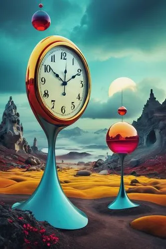 dalí image, surrealistic artwork, dreamlike atmosphere, vibrant colorful palette, melting clocks, distorted objects, abstract shapes, eerie silence, dim ambient lighting, foggy misty background, myste