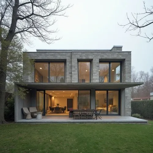  ,an modern concrete house that has large windows,modern house,cubic house,danish house,frame house,dunes house,kundig