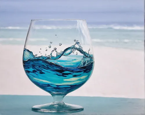 A Glass Of Ocean by Faye Anastasopoulou,glass painting,water glass,wineglass,wine glass,colorful glass,glass cup,glass series,sea water splash,glassware,a glass of,shashed glass,glasswares,blue waters