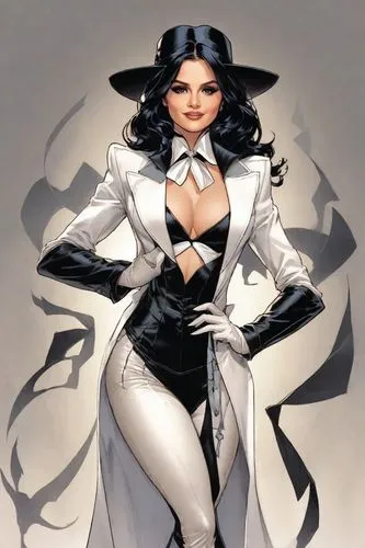 silk,femme fatale,cruella de ville,catwoman,cruella,costume design,fantasy woman,goddess of justice,widow,candela,sorceress,white silk,birds of prey-night,matador,shoulder pads,bodice,spy visual,birds of prey,widow flower,the enchantress,Digital Art,Comic