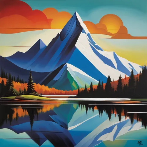 vermilion lakes,yukon territory,mountain scene,mountain landscape,mountain sunrise,cascade mountain,west canada,salt meadow landscape,mountain lake,mountainous landscape,alberta,mountain range,banff,bow lake,autumn mountains,landscape background,mountainlake,mountains,alaska,high mountain lake,Art,Artistic Painting,Artistic Painting 34