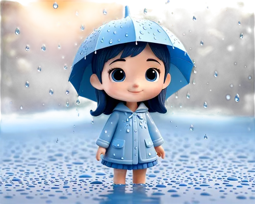 little girl with umbrella,rainy,blue rain,walking in the rain,in the rain,coraline,rainwear,rainy day,rain,raincoat,rainy season,raindrop,ukrainy,raindrops,raindops,rainswept,cute cartoon character,raining,rainy weather,rains,Unique,3D,3D Character