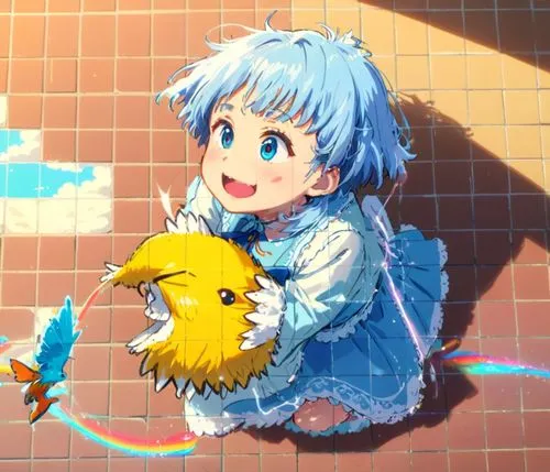 precious,little angel,little girl with umbrella,baby playing with toys,bright sun,pompom,toori,chibi,little child,dandelion,piñata,playmat,sun ray,sunshine,little flower,summer umbrella,dizzy,dandelion background,miño,aqua,Anime,Anime,Traditional