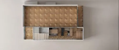 
planta de una casa, definir las escaleras en L
,an overhead view shows the floor plan for a living room, and two bathrooms,storage cabinet,chest of drawers,schrank,dumbwaiter,corrugated cardboard,hum