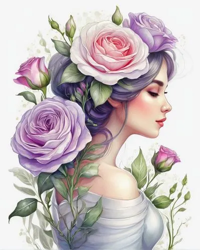 rose flower illustration,purple rose,watercolor roses,porcelain rose,lisianthus,rose wreath,blooming roses,watercolor floral background,noble roses,scent of roses,lilac bouquet,lilac blossom,rose flower drawing,lilac flowers,lilac flower,flora,spray roses,floral background,white rose snow queen,romantic rose,Illustration,Realistic Fantasy,Realistic Fantasy 15