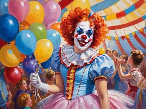 klowns,pennywise,it,scary clown,horror clown,creepy clown,klown,clown,clowned,circus,clowns,happy birthday balloons,balloonist,big top,anabelle,cirkus,balloon,circus tent,pagliacci,circus animal,Conceptual Art,Oil color,Oil Color 22