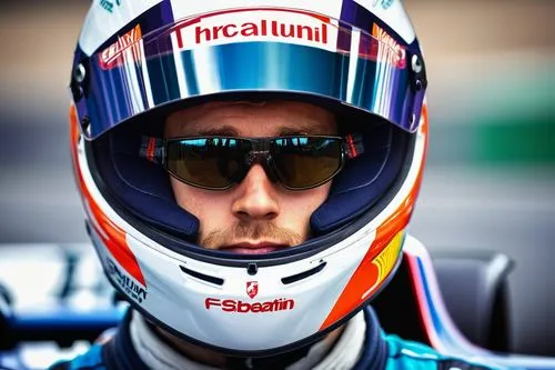 Sebastian Vettel, F1 driver, slender face, sharp jawline, bright blue eyes, thin eyebrows, messy blond hair, slight stubble, sporty attire, racing suit, helmet, sunglasses, confident expression, leani