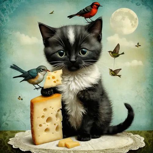 fromage,gourmand,alberty,stilton,whimsical animals,catano,Illustration,Realistic Fantasy,Realistic Fantasy 35