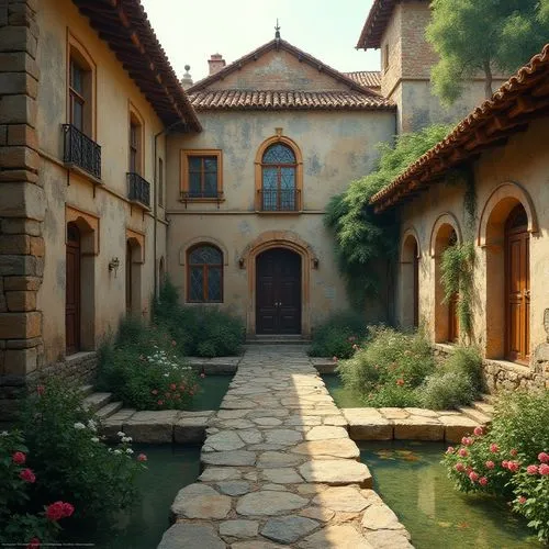 courtyard,alhambra,hacienda,courtyards,granada,tuscan,theed,casa,patios,inside courtyard,patio,vizcaya,villa,beautiful home,bahay,casabella,oasis,beautiful buildings,idyllic,stone houses,Photography,General,Realistic