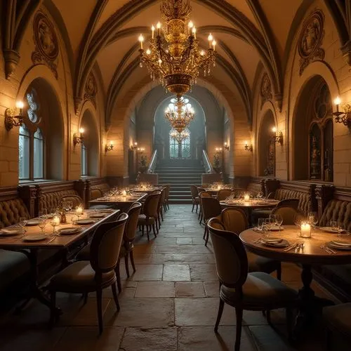 restaurant bern,gringotts,dining room,refectory,restaurant ratskeller,rathskeller,fine dining restaurant,ristorante,new york restaurant,inglenook,cloister,cloisters,alpine restaurant,gasthaus,a restaurant,diagon,fairy tale castle sigmaringen,bistro,trattoria,alcove,Photography,General,Realistic