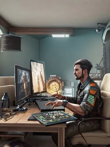 man with a computer,gamer zone,gaming,gamer,creative office,computer workstation,computer game,computer addiction,computer desk,girl at the computer,new concept arms chair,computer,video gaming,watchm