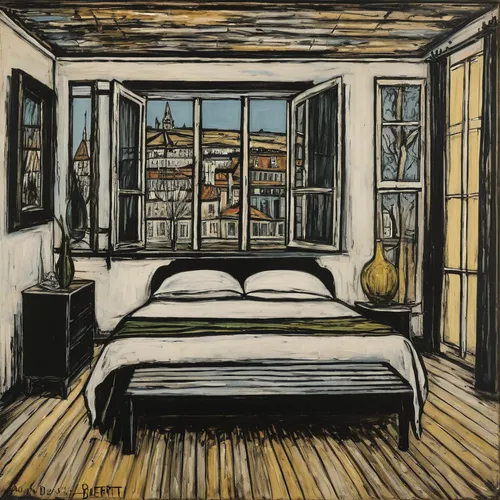 david bates,bedroom window,bedroom,braque saint-germain,woman on bed,watercolor paris balcony,wade rooms,guestroom,tenement,french windows,danish room,guest room,hotelroom,rooms,hotel room,roy lichtenstein,sleeping room,vincent van gough,one room,an apartment,Art,Artistic Painting,Artistic Painting 01