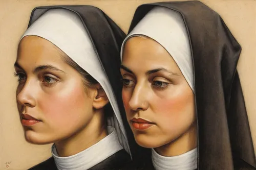 nuns,carmelite order,seven sorrows,holbein,portrait of christi,gothic portrait,contemporary witnesses,two girls,carthusian,benedictine,convent,paintings,medicine icon,nun,church painting,dornodo,candlemas,all the saints,mary 1,the nun,Conceptual Art,Daily,Daily 04