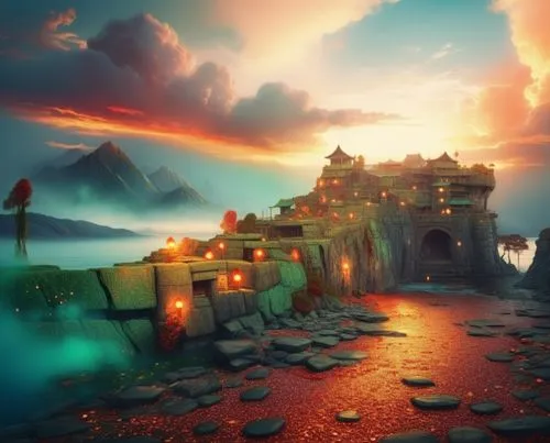 fantasy landscape,ancient city,fantasy picture,agrabah,3d fantasy,sansar,Illustration,Realistic Fantasy,Realistic Fantasy 25