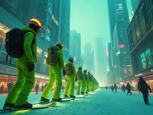 people walking,dystopian,cybercity,pedestrian lights,pedestrians,neon ghosts,explorers,sci - fi,cyberpunk,neon human resources,futurists,travelers,commuters,cyberworld,pedestrian,cybersurfers,futurians,futuristic,time square,ice skating,Photography,General,Realistic