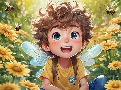 kids illustration,anjo,flying dandelions,dandelion flying,honey bee,children's background,dandelion background,flowbee,drawing bee,little angels,dandelion,abeille,honeybee,bee friend,little angel,butterfly background,yellow butterfly,honey bee home,adrien,pollinate,Illustration,Japanese style,Japanese Style 01