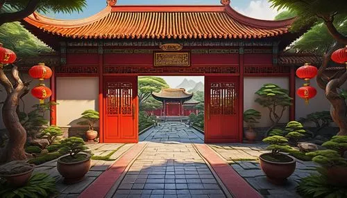 dojo,qibao,tianxia,asian architecture,jinchuan,hanging temple,japanese shrine,teahouse,sanshui,qingcheng,world digital painting,fengshui,victory gate,cartoon video game background,yuexiu,vietnam,feng shui,zui,kyoto,qingtian,Illustration,Paper based,Paper Based 21