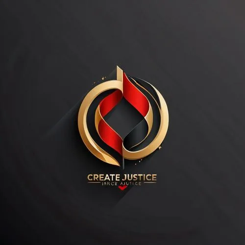 criar logotipo inovador de justiça com as cores preto, vermelho e ouro, isométrico e sinuoso,logo header,logodesign,one crafted,award background,crown render,affiliate,dribbble logo,crest,social logo,