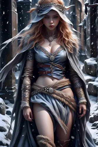 fantasy woman,sorceress,female warrior,the snow queen,fantasy art,fantasy portrait,suit of the snow maiden,fantasy picture,winterblueher,the enchantress,ice queen,warrior woman,elven,heroic fantasy,celtic queen,wood elf,norse,fantasy warrior,fae,cg artwork