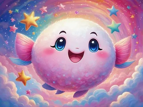 kirby,kawaii pig,fairy galaxy,knuffig,glob urs,star balloons,cute cartoon character,round kawaii animals,celestial body,moon cake,kawaii,kawaii animals,kawaii owl,marshmallow,fairy penguin,cotton candy,kawaii patches,puffy,dango,ori-pei,Conceptual Art,Fantasy,Fantasy 08