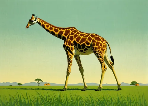 giraffidae,giraffe,serengeti,giraffes,two giraffes,long necked,savanna,straw animal,long neck,anthropomorphized animals,animalia,longneck,whimsical animals,geometrical animal,safari,terrestrial animal,fauna,green animals,animal world,animal mammal,Illustration,Retro,Retro 15