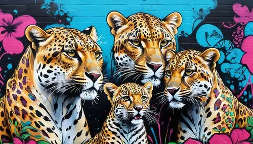 jaguars,graffiti art,felids,streetart,cheetahs,stigers,Conceptual Art,Graffiti Art,Graffiti Art 07