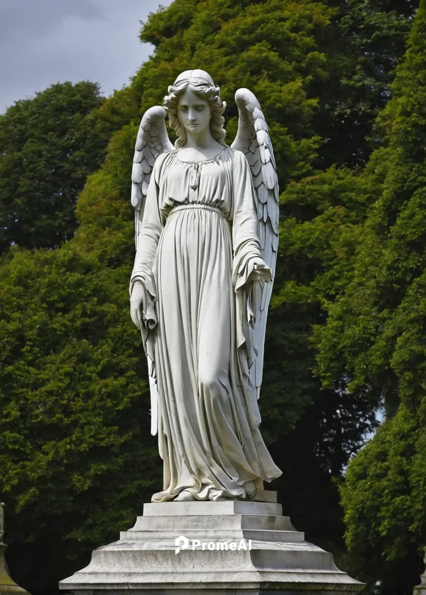 An angel looks over Brompton Park Cemetery,angel statue,weeping angel,the statue of the angel,the angel with the veronica veil,eros statue,angel figure,stone angel,guardian angel,magnolia cemetery,bar