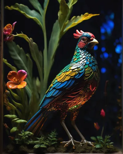 an ornamental bird,ornamental bird,glass painting,floral and bird frame,bird painting,colorful birds,rainbow lory,ring necked pheasant,pheasant,decoration bird,macaw hyacinth,ring-necked pheasant,tropical bird,tropical birds,tropical bird climber,rosella,gouldian,glass yard ornament,exotic bird,phoenix rooster,Photography,Artistic Photography,Artistic Photography 02