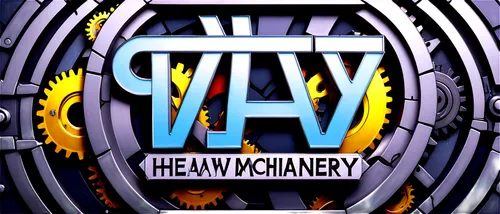 Heavy machinery logo, metallic texture, bold font, mechanical gears, industrial chains, robust bolts, steel plates, 3D emblem, chrome finish, high-contrast lighting, close-up composition, dramatic sha