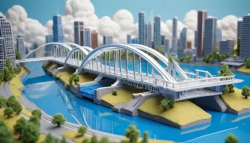 futuristic landscape,simcity,3d rendering,adventure bridge,megapolis,artificial islands,lego city,scenic bridge,bridges,megaproject,suspension bridge,puente,cable-stayed bridge,virtual landscape,megaprojects,3d rendered,3d render,futuristic architecture,bridging,bridge,Illustration,Realistic Fantasy,Realistic Fantasy 18