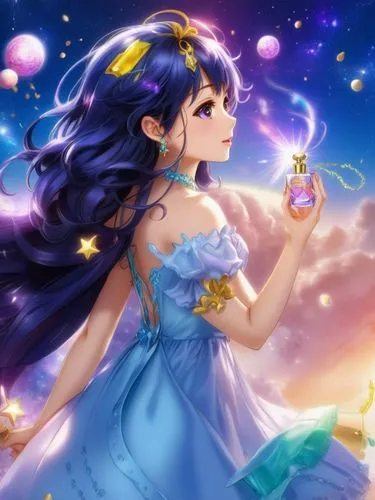 fairy galaxy,magical,celestial event,starry sky,magic star flower,fantasia,starlight,fairy world,fairy lanterns,fairy queen,celestial,constellation lyre,cg artwork,acerola,star sky,rainbow and stars,flowers celestial,fairy dust,birthday banner background,starry,Illustration,Japanese style,Japanese Style 01