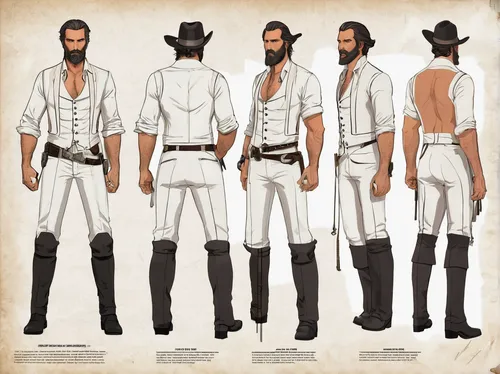 tallit,costume design,amish,buckskin,men clothes,mexican revolution,white clothing,gunfighter,cowboy bone,cowboys,a uniform,cossacks,american frontier,biblical narrative characters,uniforms,revolvers,gaucho,police uniforms,white-collar worker,cavalry,Unique,Design,Character Design